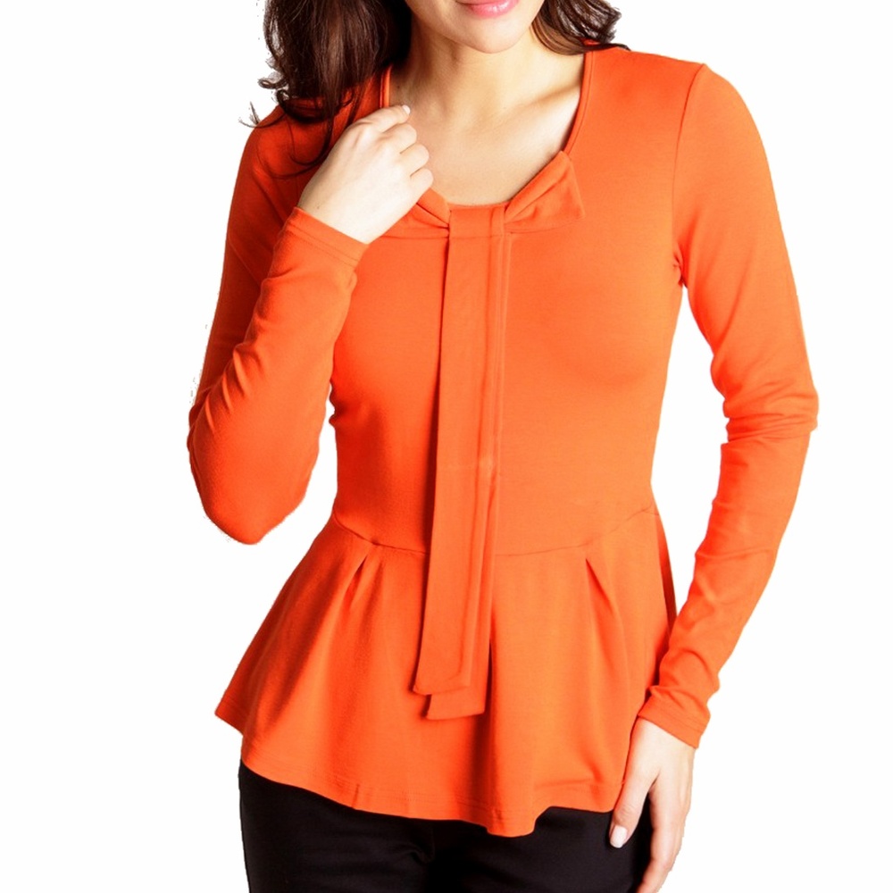 WORK PEPLUM BLOUSE LONG SLEEVE EUROPEAN M L